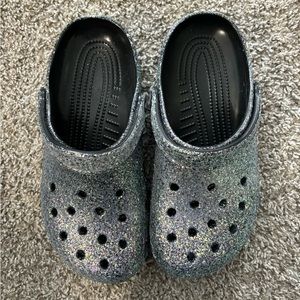 Black glitter crocs NWOT